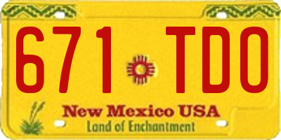 NM license plate 671TDO