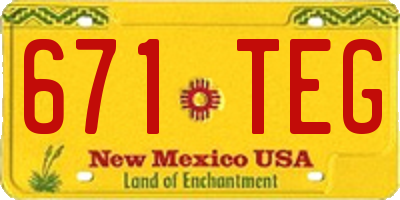 NM license plate 671TEG