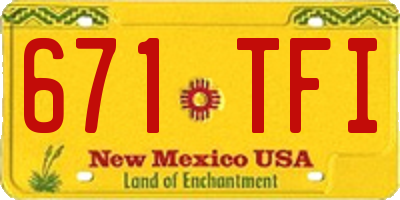 NM license plate 671TFI