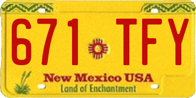 NM license plate 671TFY