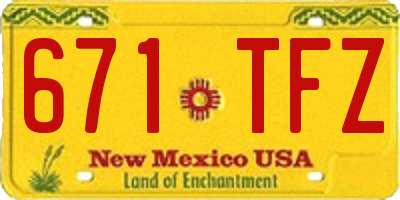 NM license plate 671TFZ