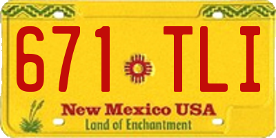 NM license plate 671TLI