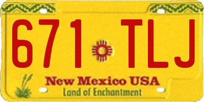 NM license plate 671TLJ