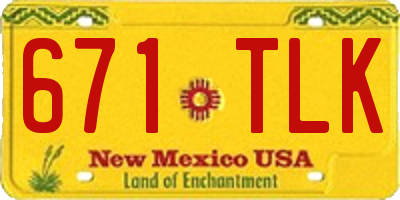 NM license plate 671TLK
