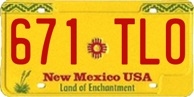 NM license plate 671TLO