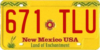 NM license plate 671TLU