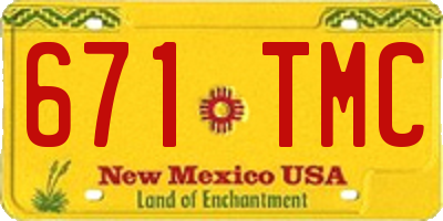 NM license plate 671TMC