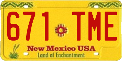 NM license plate 671TME
