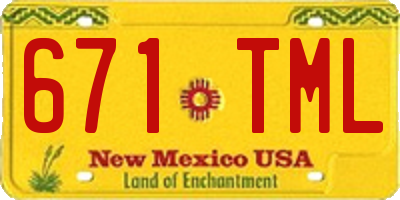 NM license plate 671TML