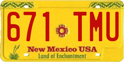 NM license plate 671TMU