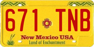 NM license plate 671TNB