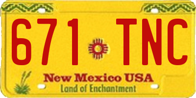 NM license plate 671TNC