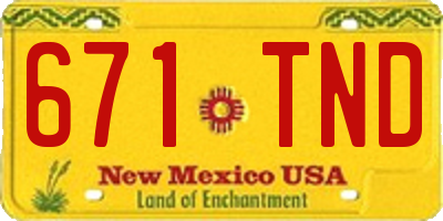 NM license plate 671TND