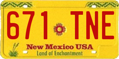NM license plate 671TNE