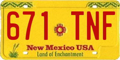 NM license plate 671TNF