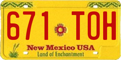 NM license plate 671TOH