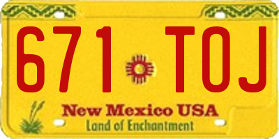 NM license plate 671TOJ
