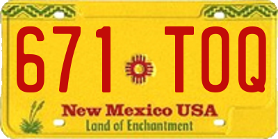 NM license plate 671TOQ