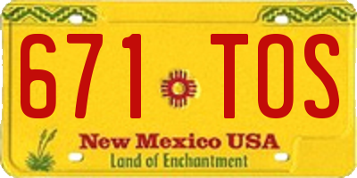 NM license plate 671TOS