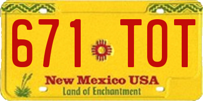 NM license plate 671TOT