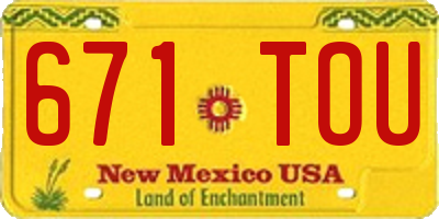NM license plate 671TOU