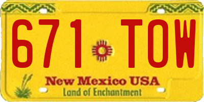 NM license plate 671TOW