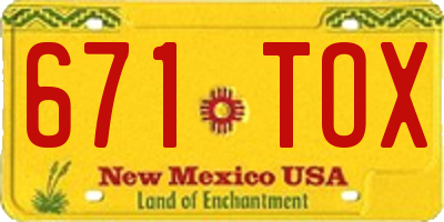 NM license plate 671TOX