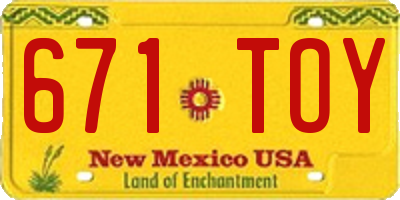 NM license plate 671TOY