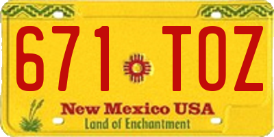 NM license plate 671TOZ