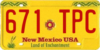 NM license plate 671TPC