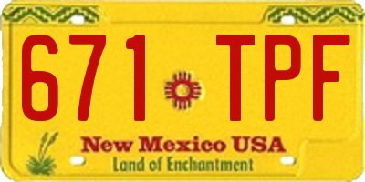NM license plate 671TPF