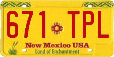 NM license plate 671TPL