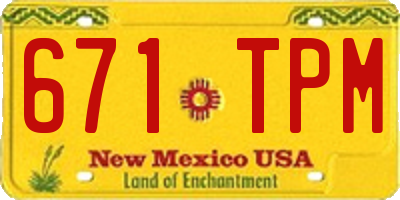NM license plate 671TPM