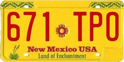 NM license plate 671TPO