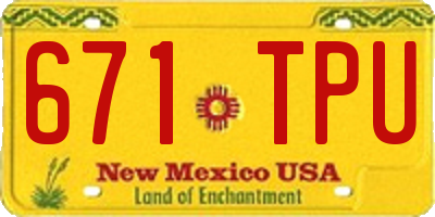 NM license plate 671TPU