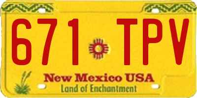 NM license plate 671TPV