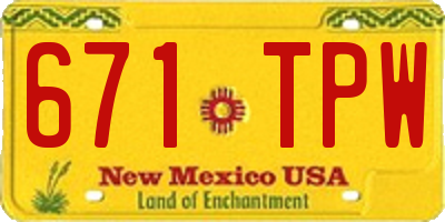 NM license plate 671TPW