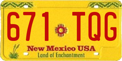 NM license plate 671TQG