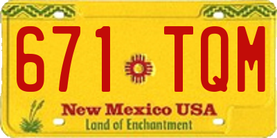 NM license plate 671TQM