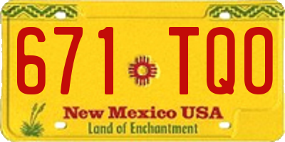 NM license plate 671TQO