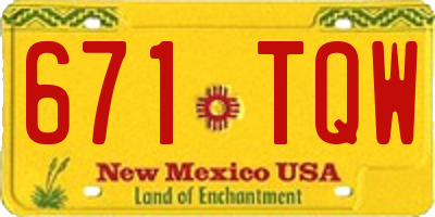 NM license plate 671TQW