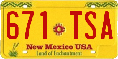 NM license plate 671TSA