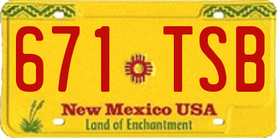 NM license plate 671TSB