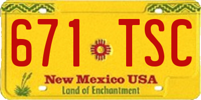 NM license plate 671TSC
