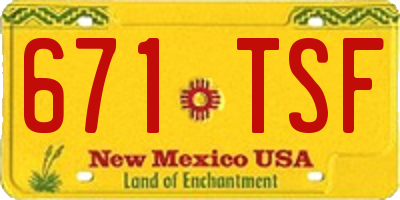 NM license plate 671TSF