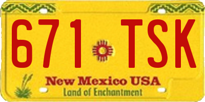 NM license plate 671TSK