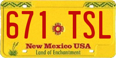 NM license plate 671TSL