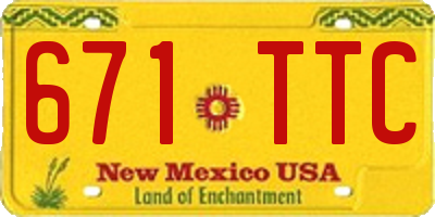 NM license plate 671TTC