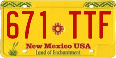 NM license plate 671TTF