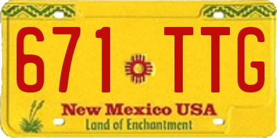 NM license plate 671TTG